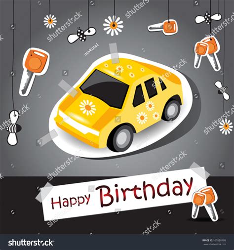 Happy Birthday Funny Card Car Stock Vector 107858108 Shutterstock