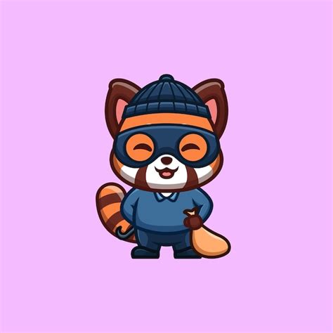 Premium Vector Red Panda Thief Cute Creative Kawaii Cartoon Mascot Logo