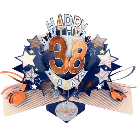 Happy 38th Birthday 38 Today Pop Up Greeting Card Cards