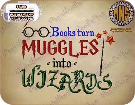 Books Turn Muggles Into Wizards Embroidery Design Harry Potter Machine