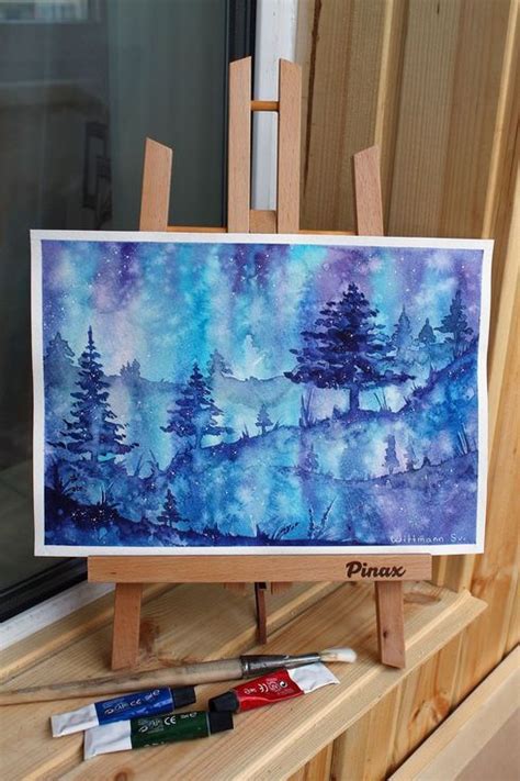 Blue Violet Mystical Forest 2018 Watercolour By Svetlana Wittmann