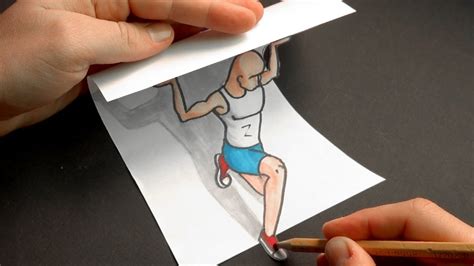 3d Trick Art How To Draw A 3d Man Cool Illusion Art On Paper Youtube