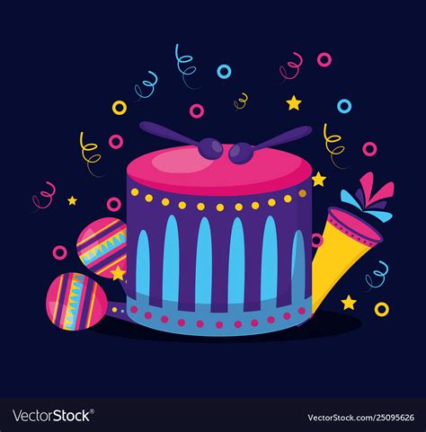 Drum Fireworks Carnival Royalty Free Vector Image