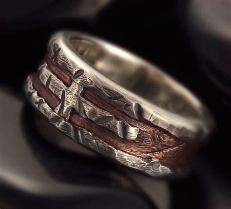 Mens Wedding Band Rustic Silver And Copper Cross Ring Mens Etsy
