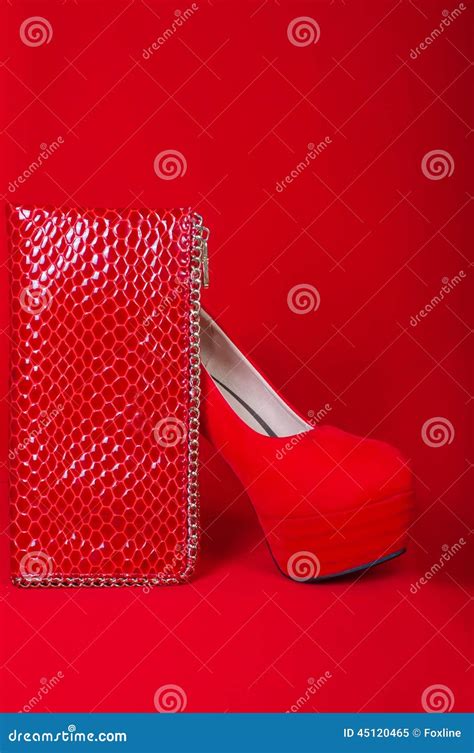 Red High Heels And Purse Stock Image Image Of Isolated 45120465