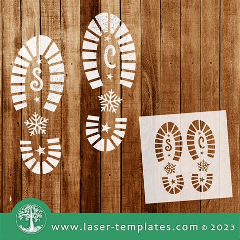 Santa Footprint Stencil Laser Ready Templates