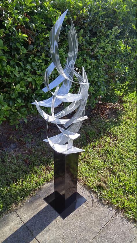 Contemporary Abstract Metal Indoor Outdoor Sculpture Large Silver Tempest By Dustin Miller
