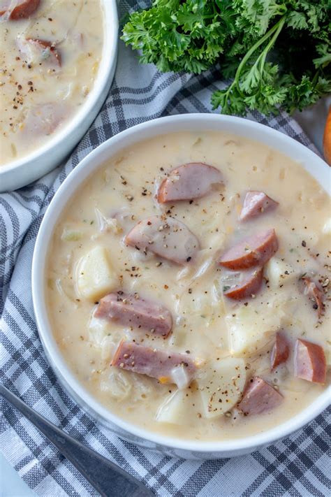 Creamy German Sausage Potato And Sauerkraut Soup Recipe