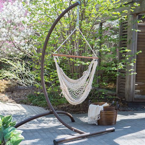 Island Bay Cotton Rope Hammock Chair with Steel Stand | www.hayneedle