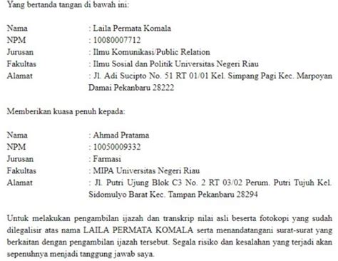 Contoh Surat Kuasa Berbagai Macam Jenis Terlengkap Vrogue Co