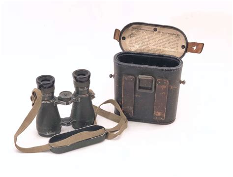 Ww1 German Erzat Binocular Case And Binoculars