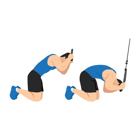 Man Doing Kneeling Cable Crunches Abdominals Exercise Flat Vector