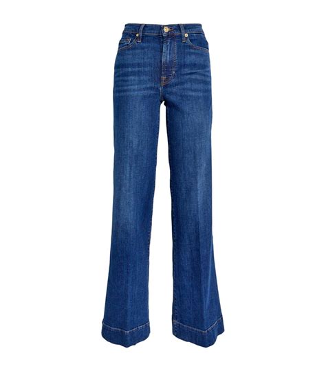 womens 7 for all mankind blue modern dojo high rise flared jeans harrods {countrycode}