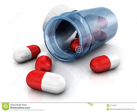 Red Pills Scattered From Blue Glass Bottle Stock Photo Image Of Foil