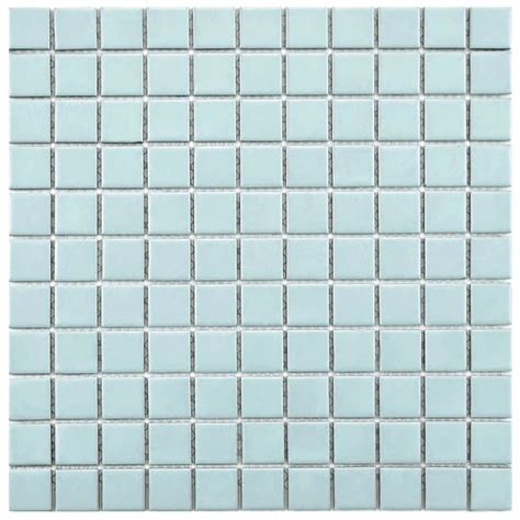 Elitetile Retro 1 X 1 Porcelain Mosaic Tile In Matte Light Blue