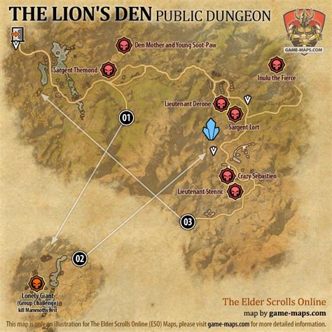 Map Of The Lion S Den Public Dungeon Located In The Rift Eso With