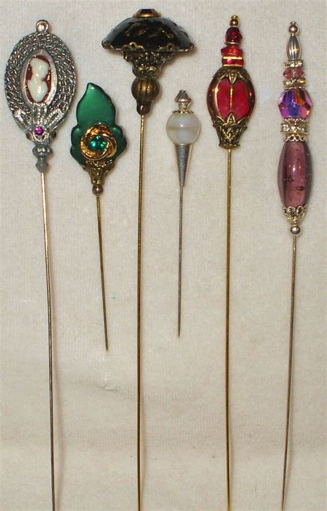 6 Antique Style Victorian Hat Pins With Vintage And Antique Etsy Hat Pins Victorian Hats