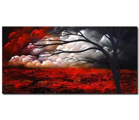 Landscape Painting Red Sunset Abstract Landscape 4098