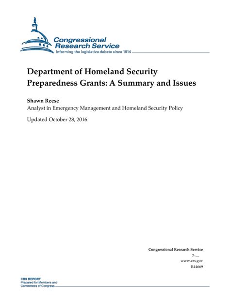 Department Of Homeland Security Preparedness Grants A Summary And