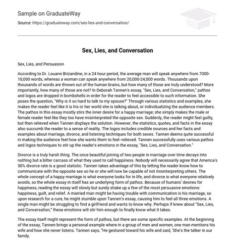 ⇉sex Lies And Conversation Essay Example Graduateway