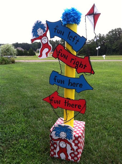 Dr Seuss ~ Thing 1 And Thing 2 Directional Sign Birthday Yard Sign