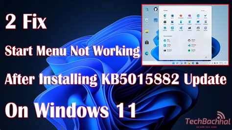 Start Menu Not Working After Installing Kb5015882 Update On Windows 11