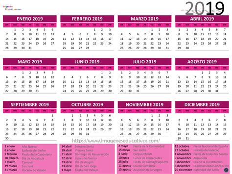 Calendario 2019 5 Imagenes Educativas