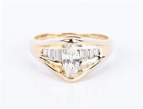 Lot 683 14k Marquise Diamond Fashion Ring Case Antiques