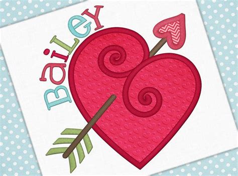 Valentine Applique Heart Embroidery Design Love Design Etsy