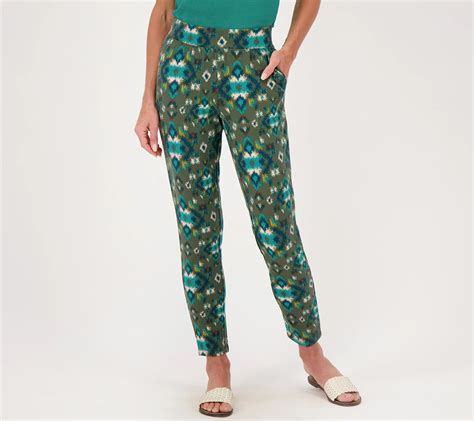 Denim Co Active Printed French Terry Slim Ankle Pants Qvc Com