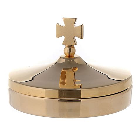 Communion Pyx Holder Diam 8 Cm In 24k Polished Golden Brass Online