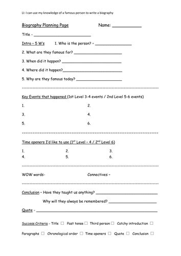 Mark your answers on the separate answer sheet. Biography Planning Sheet Ks2 California - writeup
