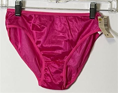 Vintage Pink Nylon Bikini Brief Panties Size 7 Large Wet Look Shine Silky Satin Ebay