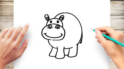 How To Draw Hippo Easy Youtube