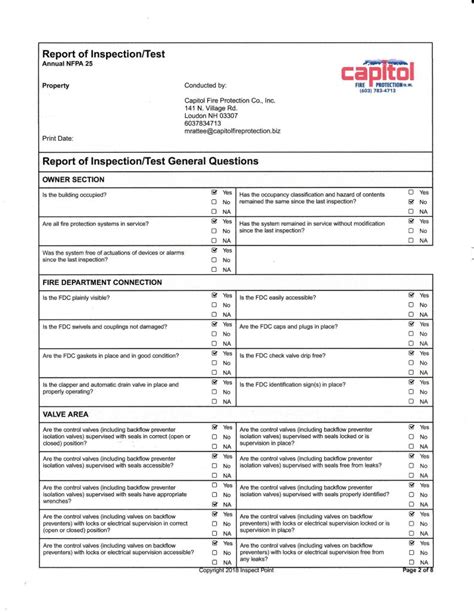 NFPA Inspection Form