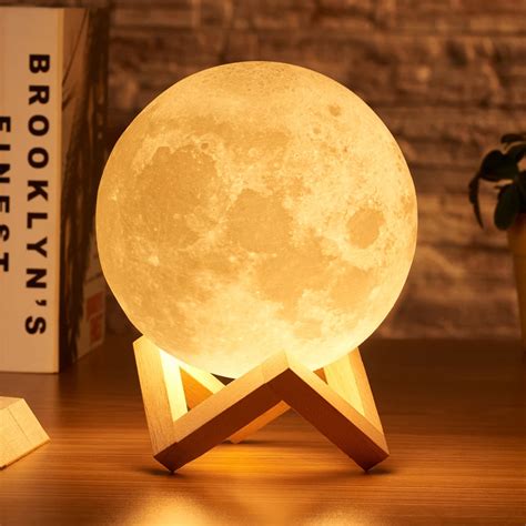 Rambery Moon Lamp 3d Print Night Light Rechargeable Touch 2 Color