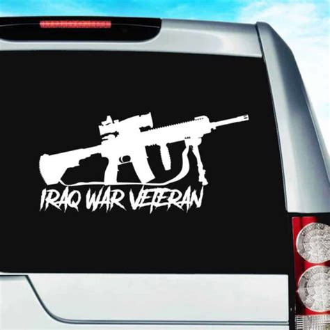 Iraq War Veteran Machine Gun Vinyl Car Truck Window Decal Sticker