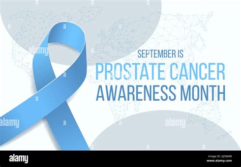 Prostate Cancer Awareness Month Concept Banner Template With Light Blue Ribbon Vector