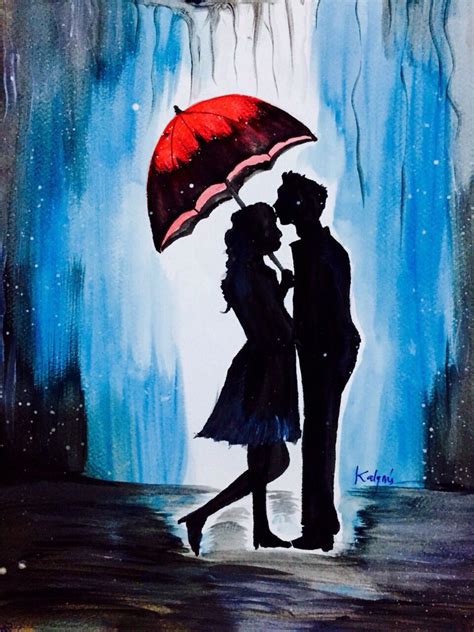 Couple In Love Painting Silhouette Painting Romantic Art