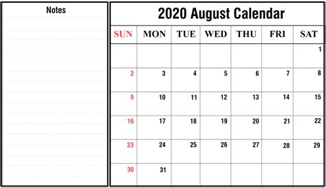 Editable August 2020 Calendar Word Calendar Word August Calendar