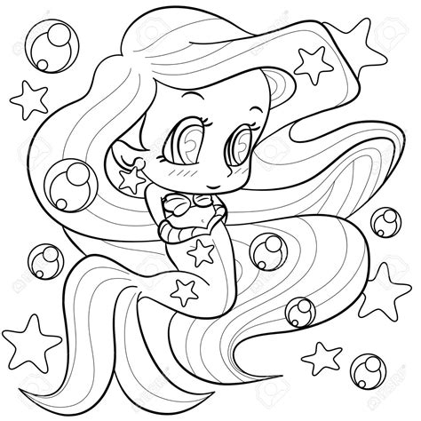 20 Chibi Cute Mermaid Coloring Pages Kamalche