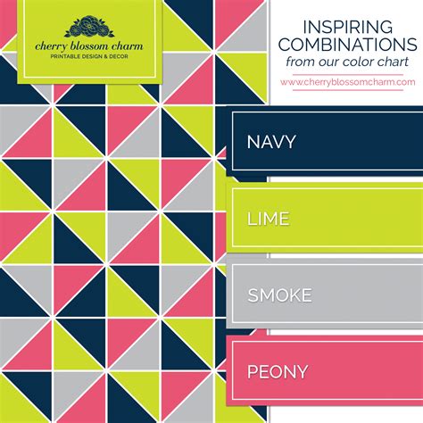 The two different colors make a perfect combo here. Navy, Lime Green, and Pink - Charming Printables