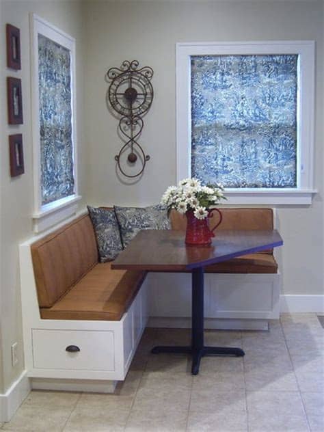 This configuration makes getting in and out of the bench easier by leaving space open below. Kitchen Banquette with Table - by Todd A. Clippinger ...