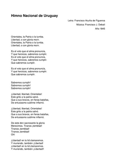 Doc Himno Nacional De Uruguay Dokumentips