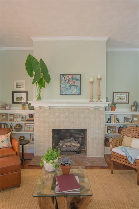 Rustic Neutral Living Room With Neutral Tile Fireplace Hgtv