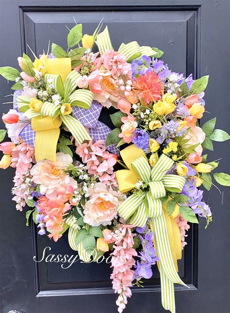 Spring Wreath Mothers Day Wreath Sassy Doors Wreathspring Front