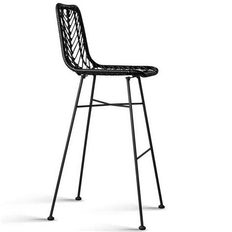 Artiss Set Of 2 Pe Wicker Bar Stools Black