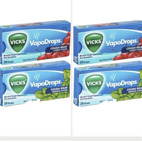 4 Packs Vicksr Vapo Cough Drops Menthol Or Cherry Flavor 20 Ct