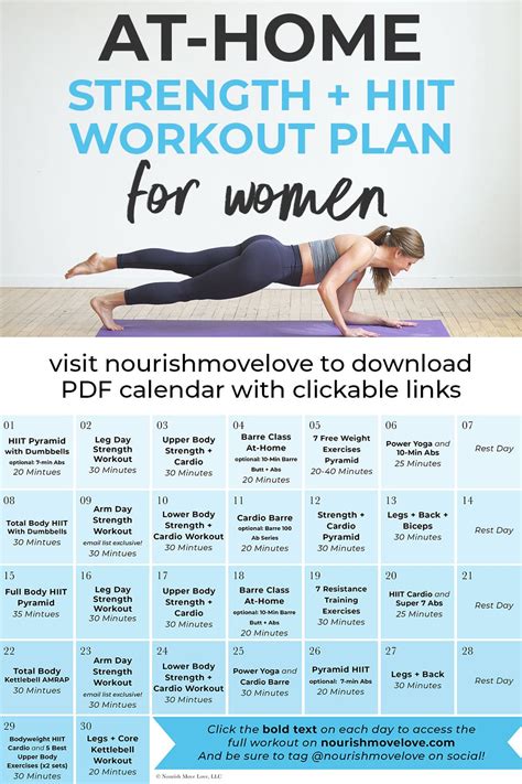 30 Day Advanced Workout Plan Videos Nourish Move Love