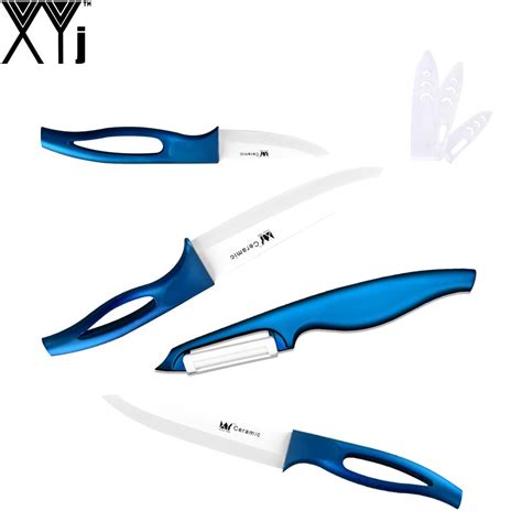 High Quality Ceramic Knife Set 3 5 6 Inch White Blade Blue Handle New